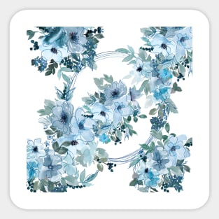 Blue pastel floral #2 Sticker